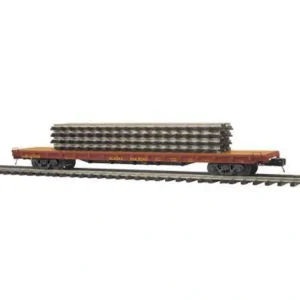 Rolling Stock-20-95143 - Alaska 60' Flat Car w/(4) ScaleTrax 10" Straights - Quality Trains and Accessories Galore