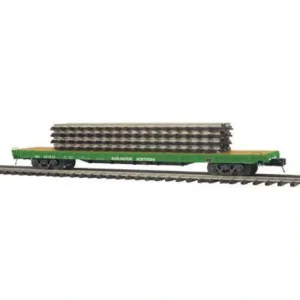 Rolling Stock-20-95144 - Burlington Northern 60' Flat Car w/(4) ScaleTrax 10" Straights - Quality Trains and Accessories Galore