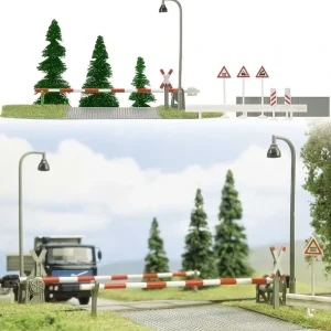 Busch 6040 HO European-Style Grade Crossing Set with Gates & Details - Quality Trains and Accessories Galore