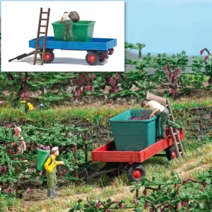 Busch 7879 HO Grape Harvest with Trailer Figure Set - Quality Trains and Accessories Galore