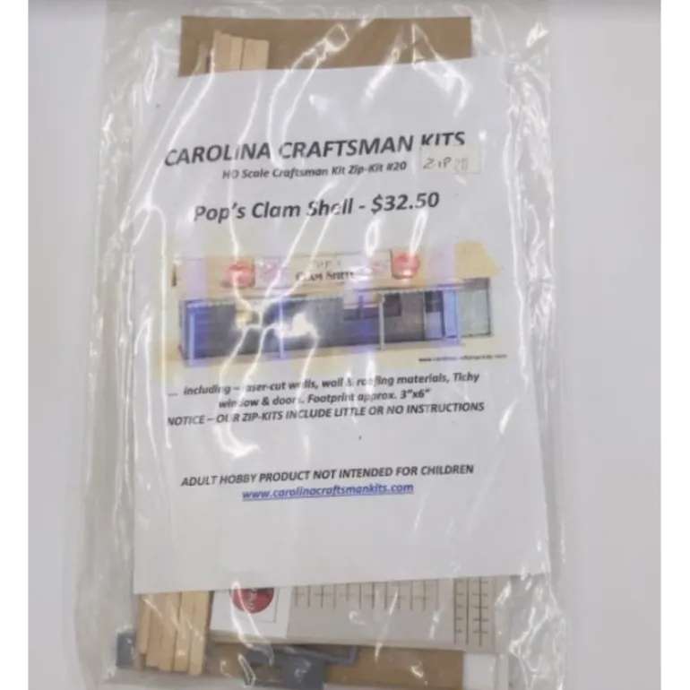 Carolina Craftsman 20 HO Pop's Clam Shell Kit - No Instructions - Quality Trains and Accessories Galore