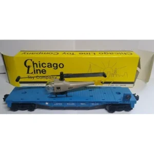 Chicago Line Toy Company 3232 N Navy Flat Car W/1 Navy Helicopter - Quality Trains and Accessories Galore