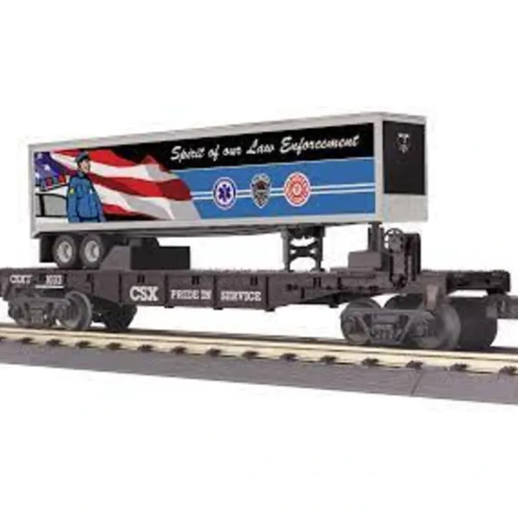 Rolling Stock-30-76834 - CSX Flat Car w/40' Trailer - Quality Trains and Accessories Galore