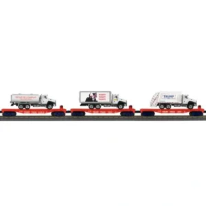 Other-30-70150 - Donald J. Trump 3-Car Flat Car w/ Truck Load Set - Quality Trains and Accessories Galore