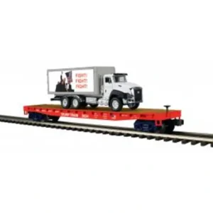 O Rolling Stock-20-95803 - Donald J. Trump Flat Car with Box Truck - Quality Trains and Accessories Galore