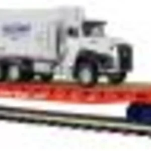 O Rolling Stock-20-95796 - Donald J. Trump Flat Car with Garbage Truck - Quality Trains and Accessories Galore