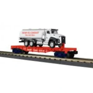 O Rolling Stock-30-76938 - Donald J. Trump Flat Car with Tanker Truck - Quality Trains and Accessories Galore