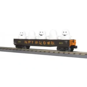 Rolling Stock-30-72245 - Halloween Gondola Car w/Flickering Lighted Ghosts - Halloween (Black) No. 103124 - Quality Trains and Accessories Galore
