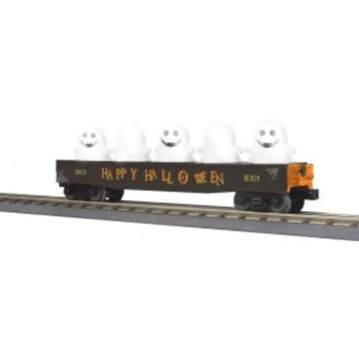 Rolling Stock-30-72245 - Halloween Gondola Car w/Flickering Lighted Ghosts - Halloween (Black) No. 103124 - Quality Trains and Accessories Galore