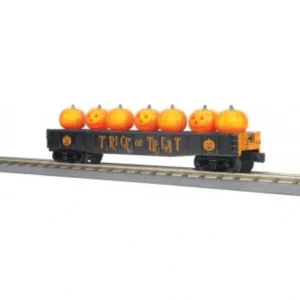 Rolling Stock-30-72243 - Halloween Gondola Car w/Flickering Lighted Jack-O-Lanterns - Halloween (Black) No. 31 - Quality Trains and Accessories Galore