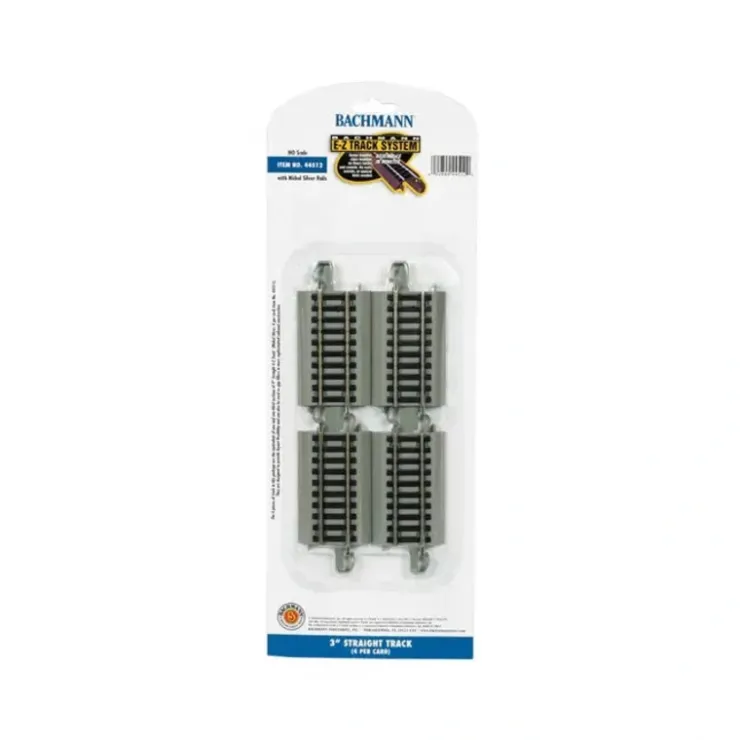 HO Track-44512 - 3 inch Straight -4 Pack - Quality Trains and Accessories Galore