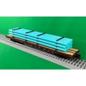 Rolling Stock-20-95560 - Norfolk Southern 60 Flat Car w/Pipe Load (Green) - Quality Trains and Accessories Galore