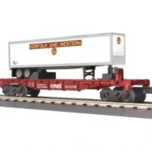Rolling Stock-30-76660 - Norfolk Southern Flat Car with 40' Trailer - Quality Trains and Accessories Galore