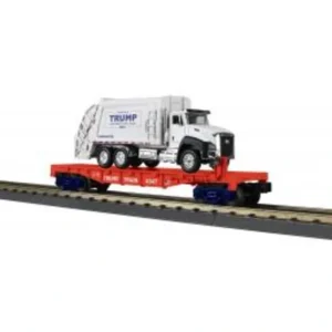 Rolling Stock-30-76928 - O Gauge RailKing Flat Car with Garbage Truck - Quality Trains and Accessories Galore
