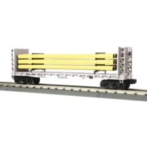 Rolling Stock-30-76715 - Peoples Gas Flat Car with Bulkheads & Pipe Load - Quality Trains and Accessories Galore