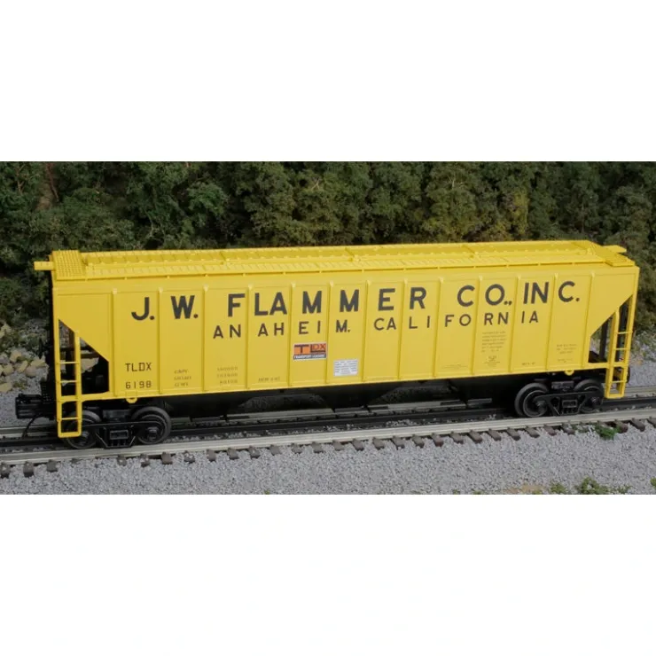 Rolling Stock-3001170-2 - 3RL O ATLAS PREMIER PS2-CD HIGH SIDE HOPPER J. W. FLAMMER (TLDX)# 6199 (ORANGE/BLACK) - Quality Trains and Accessories Galore