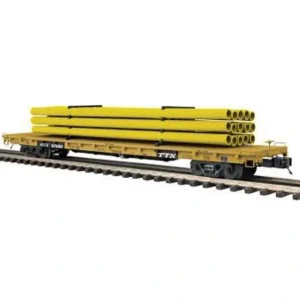 Rolling Stock-20-95558 - TTX 60 Flat Car w/Pipe Load (Yellow) - Quality Trains and Accessories Galore