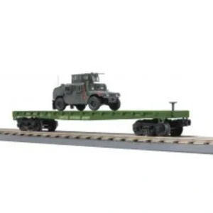 Rolling Stock-30-76830 - U.S. Army Flat Car w/(1) Humvee Vehicle - Quality Trains and Accessories Galore