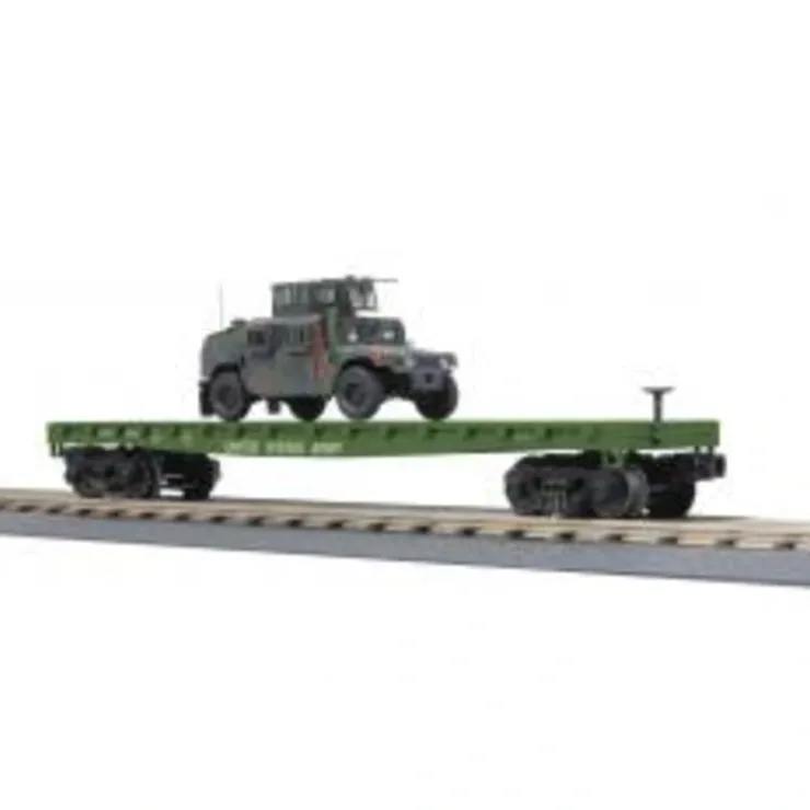 Rolling Stock-30-76830 - U.S. Army Flat Car w/(1) Humvee Vehicle - Quality Trains and Accessories Galore