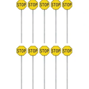 Walthers 949-4211 HO 1924-1954 Yellow, Black Stop Signs (Pack of 10) - Quality Trains and Accessories Galore> Outlet