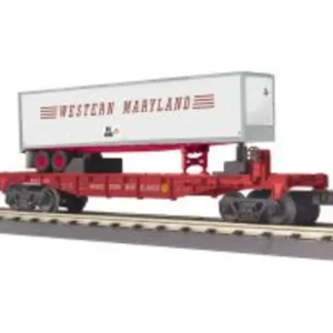 Rolling Stock-30-76611 - Western Maryland Flat Car w/40' Trailer - Quality Trains and Accessories Galore