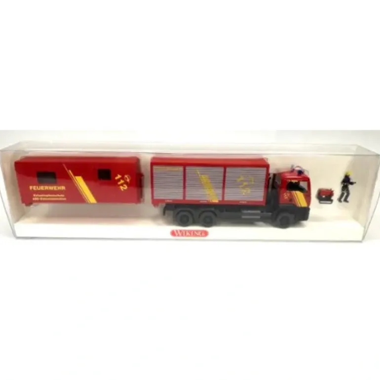 Wiking 6250343 HO Feuerwehr Fire Truck W/Emergency Container (Box of 4) - Quality Trains and Accessories Galore> Best Sale